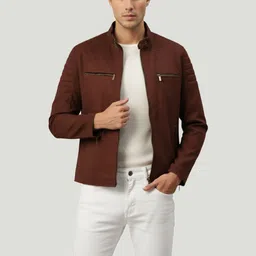Leather Retail Men Suede Lightweight Biker Jacket-picture-29