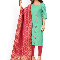 Maroosh Floral Embroidered Glaze Cotton Unstitched Dress Material-picture-26