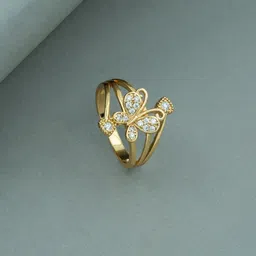 ARTKLIM Gold-Plated Stones Studded Pave Butterfly Anti-Tarnish Finger Ring-picture-38