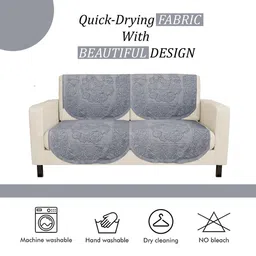 Kuber Industries Grey 4 Pieces Self Design Cotton 2 Seater Sofa Covers image 5