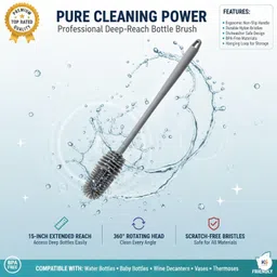 drumstone Premium Long Handle Bottle Cleaning Brush | 360° Deep Clean Technology image 4