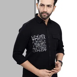 D Finish Men Smart Fit Abstract Printed Spread Collar Cotton Casual Shirt image 5
