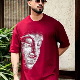 AUSK Men Graphic Printed Round Neck Cotton Oversized T-shirt image 4