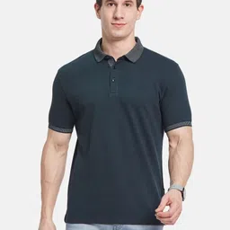 Octave Men Solid Polo Collar Cotton Slim Fit T-shirt-picture-53