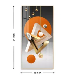 THE NEXT DECOR Triangular Geometry Glass Finish Vertical Wall Art image 3