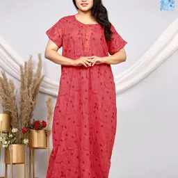 PR PINK ROYAL Women Pack of 2 Printed Pure Cotton Maxi Nightdress-image-21