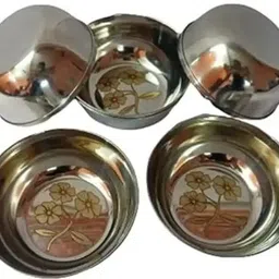 jesal Pack of 9 Stainless Steel dinner set steel 3 pcs spoon 3 pcs thali 3 pcs bowl Dinner Set image 4