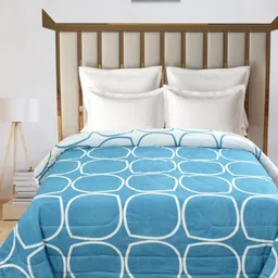 REALDREAM Blue & White Geometric Microfiber AC Room Double Bed Comforter-picture-19