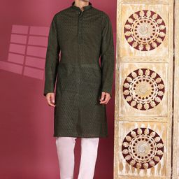 Pro-Ethic STYLE DEVELOPER Embroidered Thread Work Pure Cotton Kurta With Trousers-picture-12