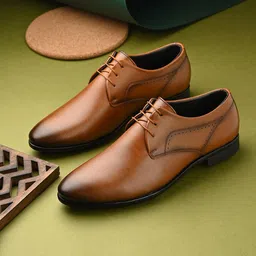 House Of Pataudi Men Faux Leather Lace-Ups Derbys-image-2