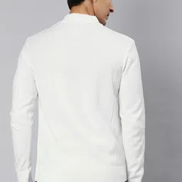 wrogn Men Solid High Neck White Sweater image 5