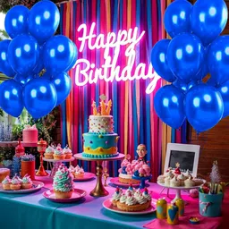 bzore Solid 50 Pcs Metallic Blue Ballons for Birthday, Anniversary & Party Decoration Balloon image 4
