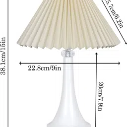 glowhere Farmhouse Matte Table Lamp, Pleated Off-White Shade, E27 Bedside & Living Room Table Lamp image 3