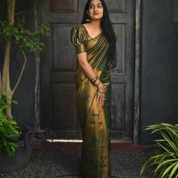 banarasi Woven, Embroidered, Self Design Kanjivaram Pure Silk, Jacquard Saree image 3