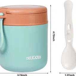 tabletext Insulated Food Jar Bento Box for Kids Adult Food Jar with Folding Spoon 1 Containers Lunch Box image 2
