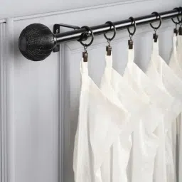 the decor mart Black Iron 48 - 88 Inches Expandable Curtain Rod with Accessories-picture-23