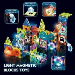 hogsy Light Magnetic Tiles 75 Pcs Building Blocks 3D STEM Educational Marble Run Toy image 5