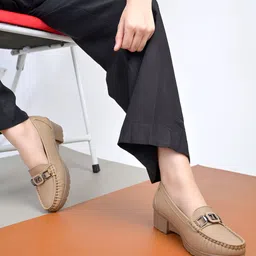 shoetopia Comfortable Loafers|Moccasin Style Slip-On with Low Wedge Heel For Girls Loafers For Women image 5