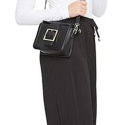 khdijh creation Pack of 2 Women Regular Fit, Comfort Fit White, Black Cotton Blend Trousers image 4