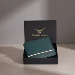 Men Travel, Casual, Trendy Green Genuine Leather RFID Wallet-image-0