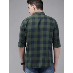 the bear house Men Slim Fit Checkered Button Down Collar Casual Shirt image 5