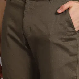 parx Men Slim Fit Khaki Cotton Blend Trousers image 5
