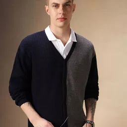 Dennis Lingo Men Colourblocked Cardigan image 1