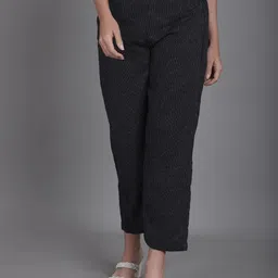 CORSICA Women Cotton Textured Tailored Trousers-image-81