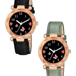 Gopal Shopcart Women Set Of 2 Printed Dial Analogue Watch GR379RG BFly BLK Vel GRE L-image-62