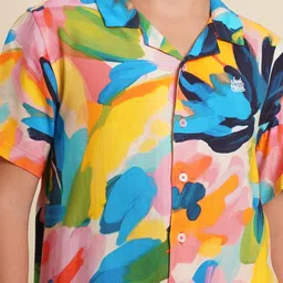 Jack & Jones Junior Boys Cuban Collar Abstract Printed Casual Shirt image 4