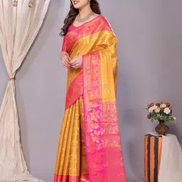 VILLAGIUS Floral Woven Design Zari Pure Silk Designer Kanjeevaram Saree image 5