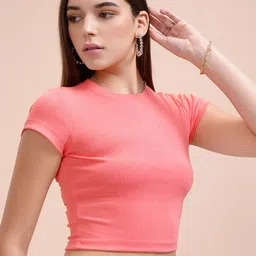 Tokyo Talkies Women Cotton Short Sleeves Crop Top image 4