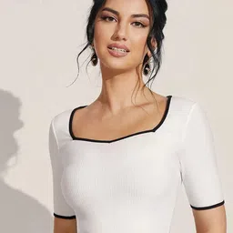 EZSTALL Women Sweetheart Neck Fitted Crop Top-picture-18