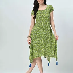 OTIRA Women Floral Print Round Neck A-Line Midi Dress-picture-29