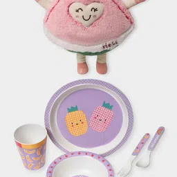 MiArcus Purple & Pink 6-Pcs Printed Dinnerware & Toy Home Gift Set-image-62