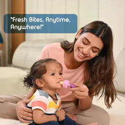 Joy Buzz Set Of 2 Baby Silicone Fruit Teether & Fruit Feeder- Blue & Purple image 4