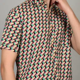 Heed Attentive Men Relaxed Fit Abstract Printed Spread Collar Cotton Casual Shirt image 3