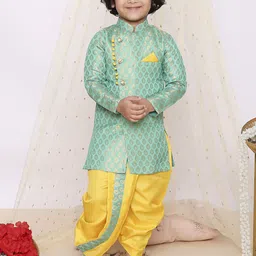 KID1 Boys Self Design Sherwani With Dhoti-picture-16