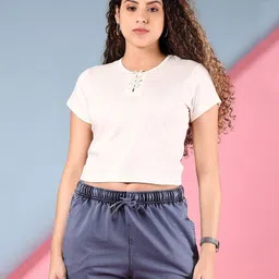 V-Mart Women Solid Round Neck Cotton T-shirt-image-79