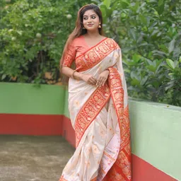 ELITE WEAVES Woven Design Zari Silk Blend Baluchari Saree-picture-36