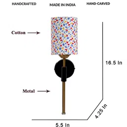 Devansh White & Blue Printed Metal Traditional Abstract Shaped Shaped Wall Lamp image 4