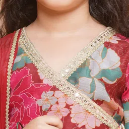 BAESD Girls Floral Printed Angrakha Kurta with Sharara & With Dupatta image 3