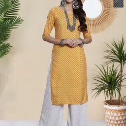 HERE&NOW Selection Of 2 Leheriya Printed Round Neck Straight Kurta-picture-11