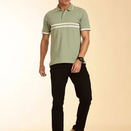 Thomas Scott Striped Polo Collar Pure Cotton Regular Fit T-shirt image 3