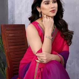 DIVASTRI Ombre Embroidered Poly Georgette Saree image 5