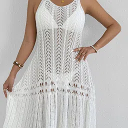 JC Mode Self Design Round Neck Swimwear Cover Up Top-image-45