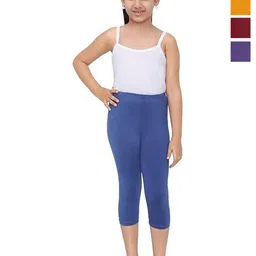 FRENCH KLEIDER Girls Pack of 4 High-Rise Slim Fit Cotton Capris-picture-24