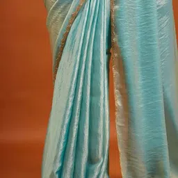 sanjana  silk SANJANA SILK Beads and Stones Pure Chiffon Saree image 5