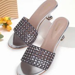 Anouk Embellished Party Stiletto Sandals with Laser Cuts image 4