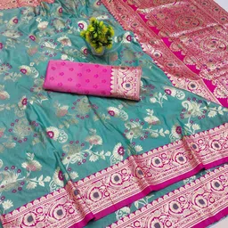 RATNAVALI Ethnic Motifs Zari Art Silk Handloom Banarasi Saree-picture-30